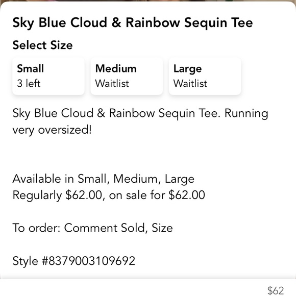 Fantastic Fawn Blue Sequin Top with Rainbow Cloud Design - Picture 5 of 9